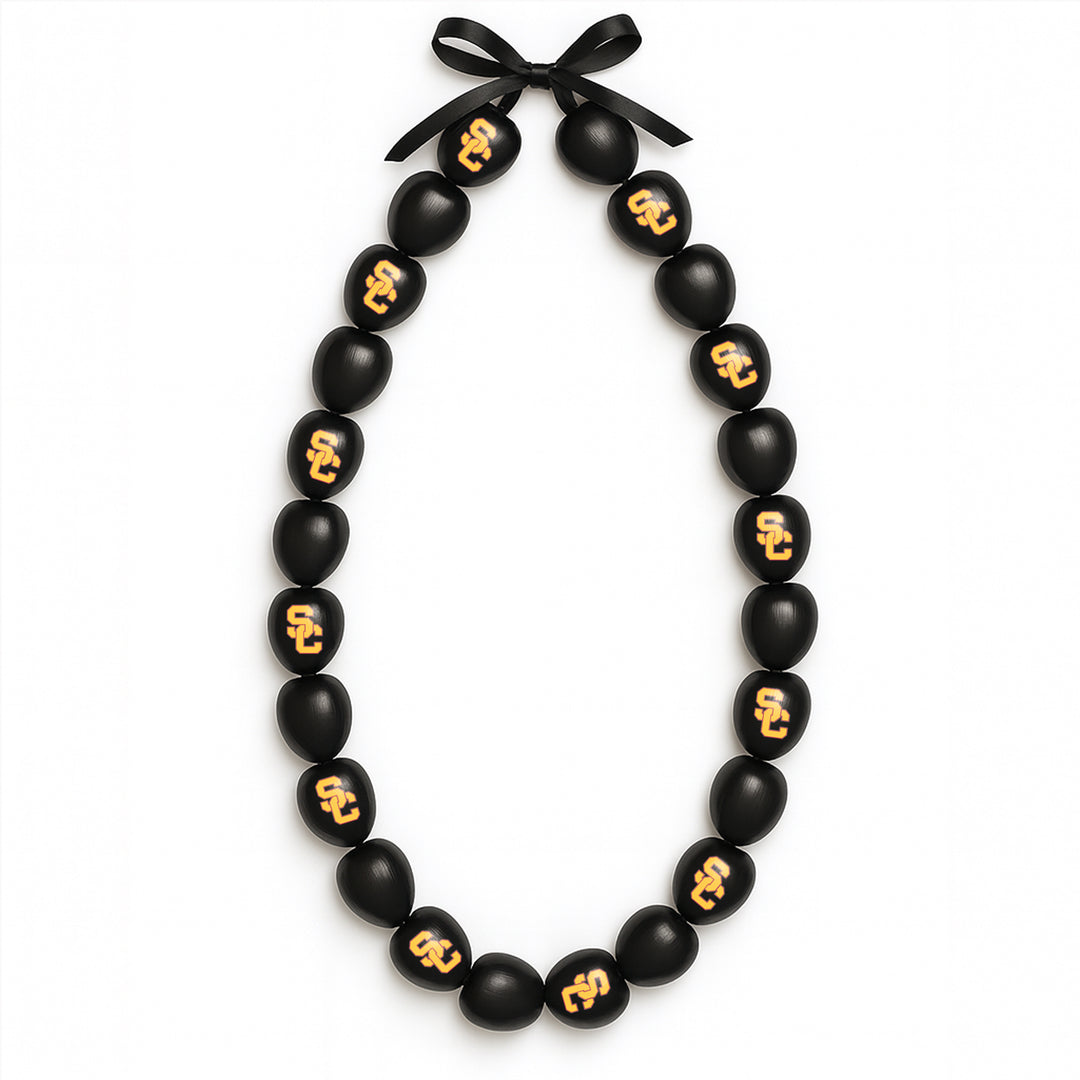 USC Trojans Black Kukui Nut Lei with SC Logo
