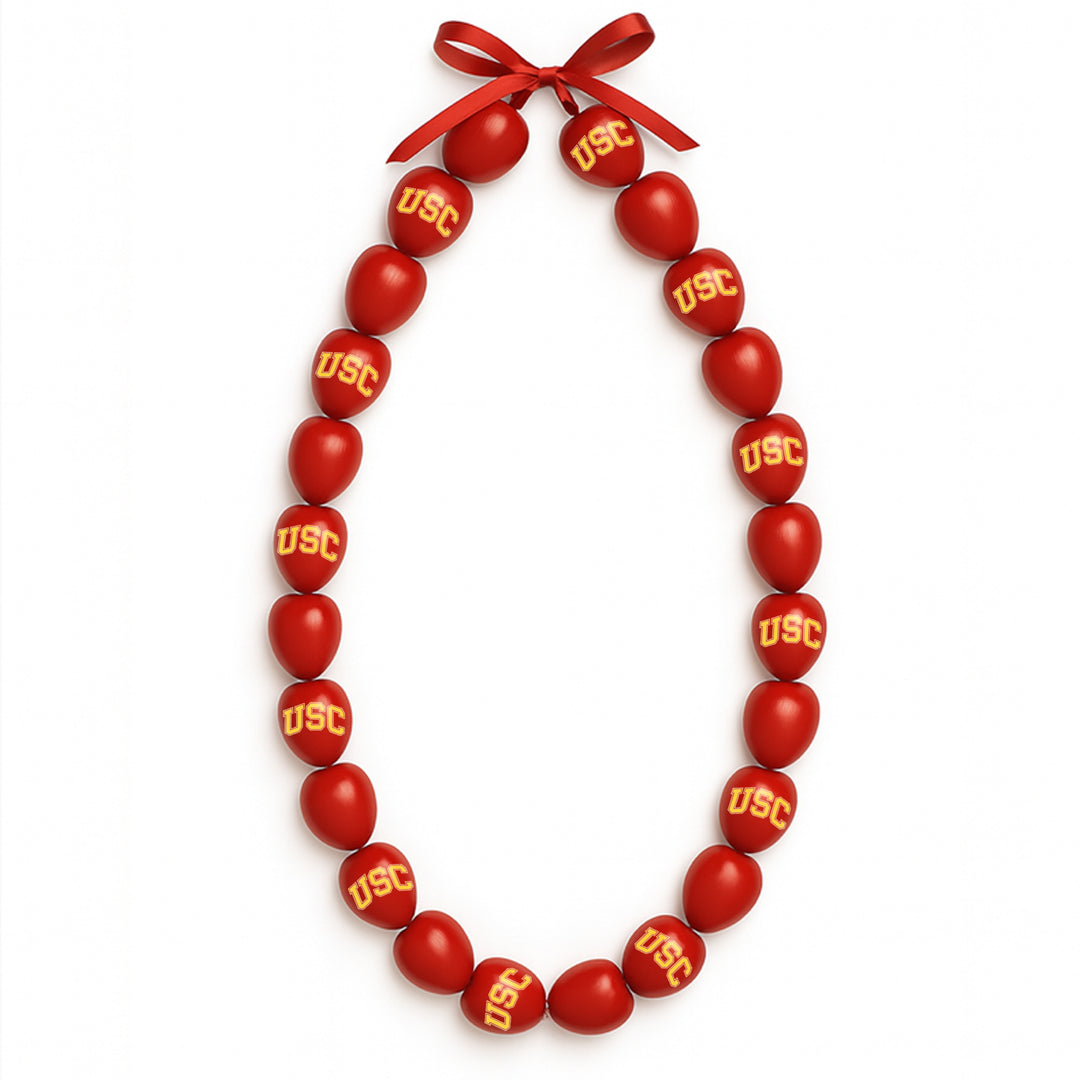 USC Trojans Cardinal Kukui Nut Lei with Arched Logo
