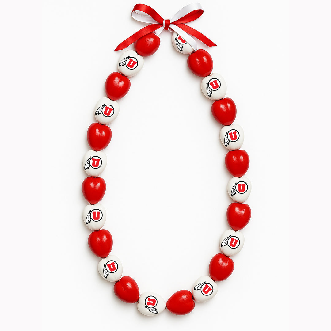 Utah Utes Kukui Nut Lei Red/White